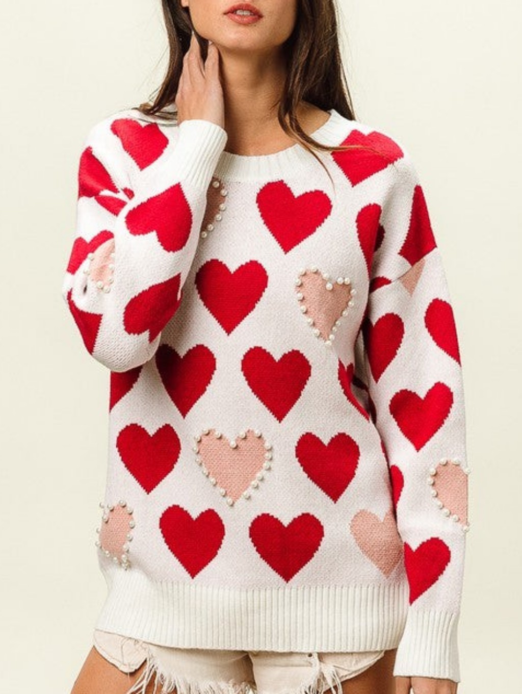 Cato Collection Limited Edition Pearl Heart Sweater